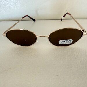 NWT JASON WU GOLD OVAL SUNGLASSES BROWN LENS RETRO 90S Y2K STYLE